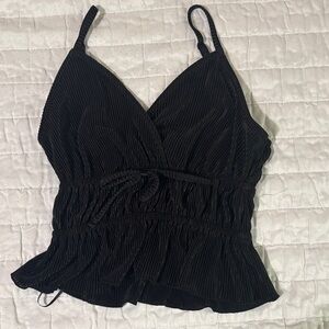 Bar III Black Pleated Camisole Top